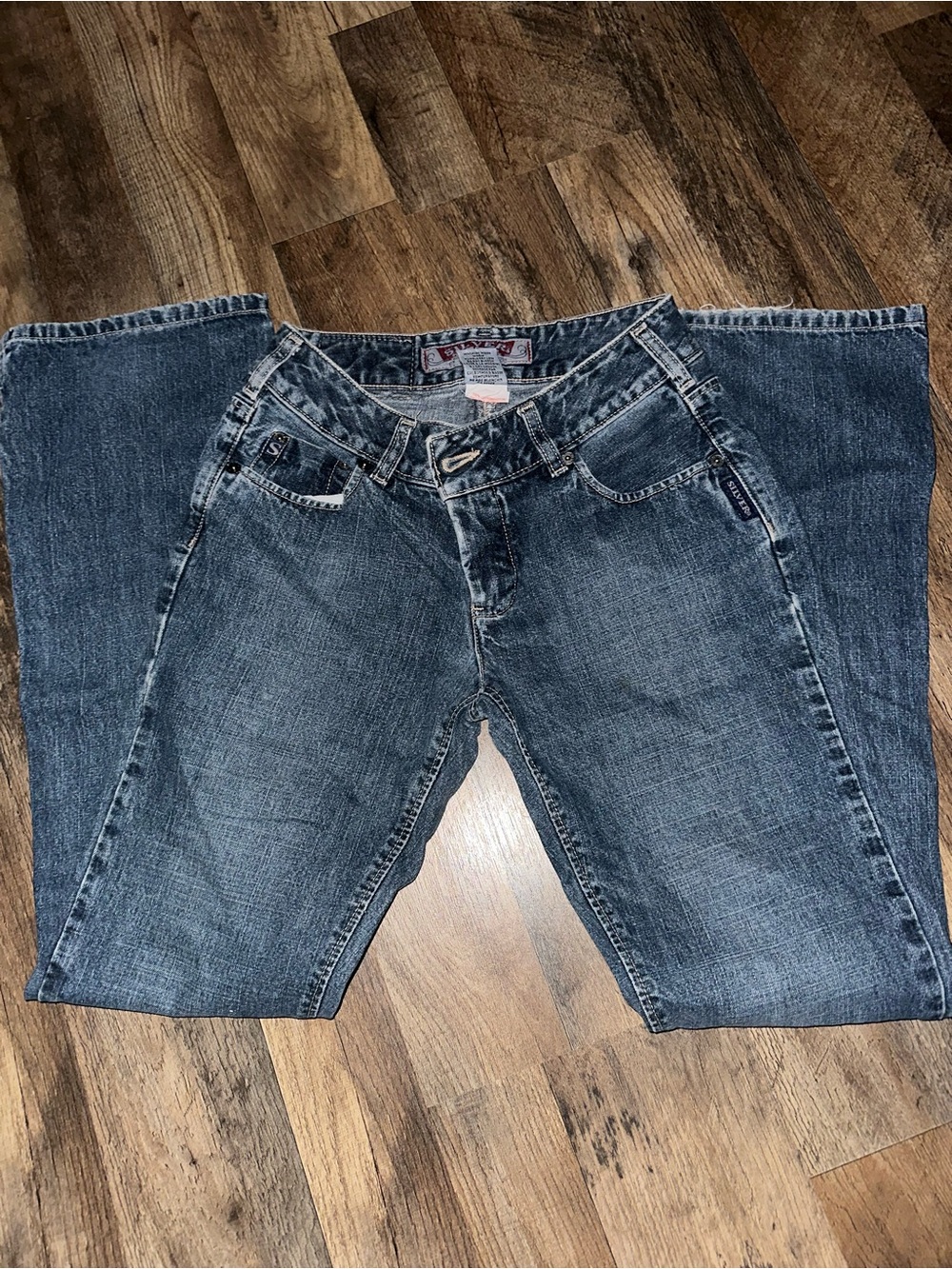 VTG Silver Low-Rise Bootcut Jeans in Faded Blue